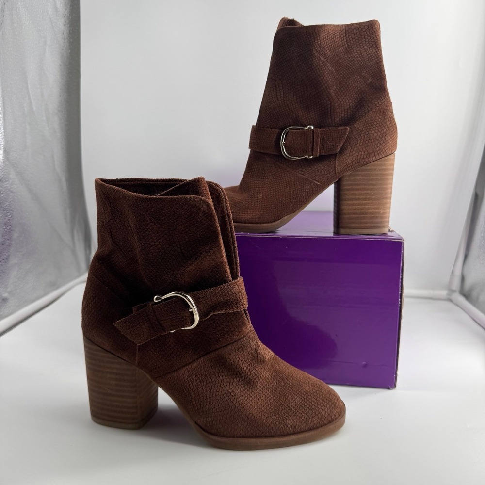 Isola Lavoy Women's Block Heel Bootie Suede Ankle Boots Brown Cocoa - size 6